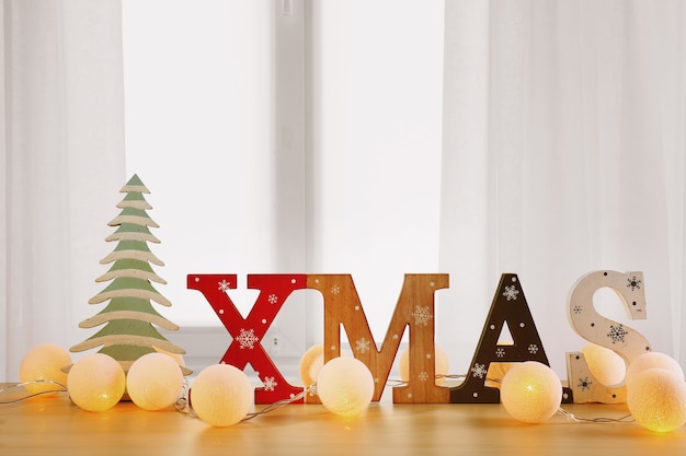 Decoraciones interiores navideñas de moda en la mesa