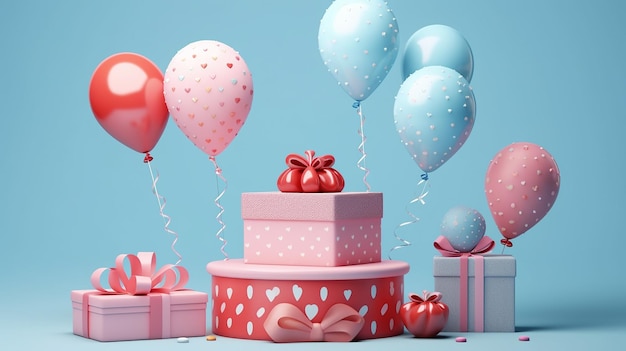 decorações de férias de feliz aniversário definir renderização em 3d