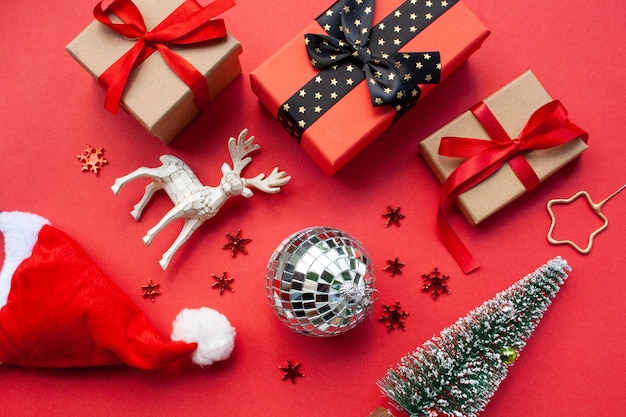 Decorações de Natal Caixas de presente de brinquedo de veado Árvore de Natal Chapéu de Papai Noel Conceito de ano novo
