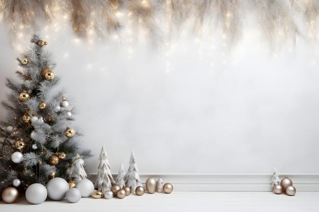 Decorações de Natal Com fundo com galho de abeto iluminado