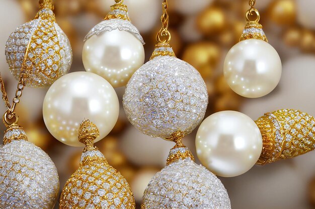 Foto decorações de natal de luxo feitas de pérolas e diamantes