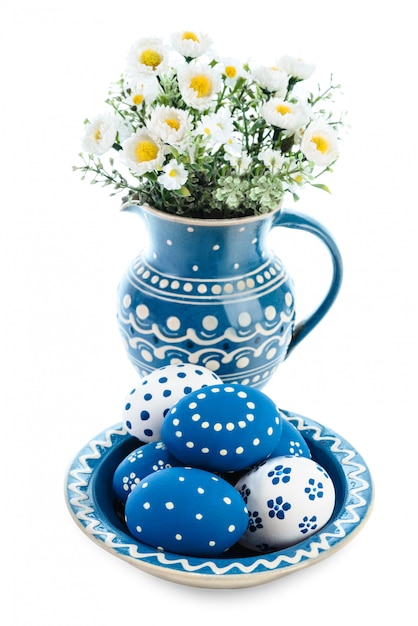 Decorações de Páscoa azul e branco