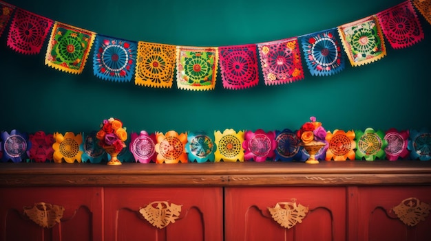 Decorações do Dia Mexicano Saturadas de Colorismo e Embelezamentos Intrincados