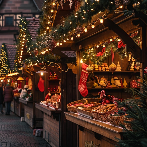 Foto decorações festivas do mercado de natal em nuremberg