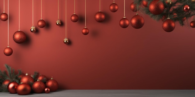 Decorações luxuosas do Natal no fundo simples AI gerado