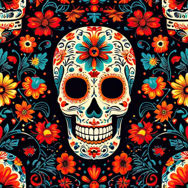 Decorações mexicanas de foto grátis padrão dia de muertos