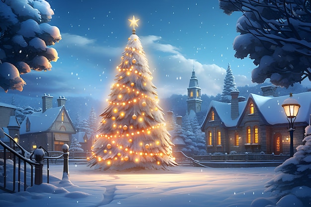 decorado e iluminado árbol de Navidad dibujos animados de pixar