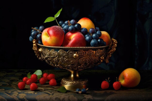 Decorado Lavish Bowl de mezcla de frutas IA generativa