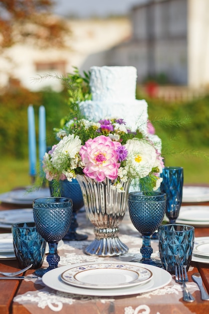 Decorado para mesa de jantar elegante casamento