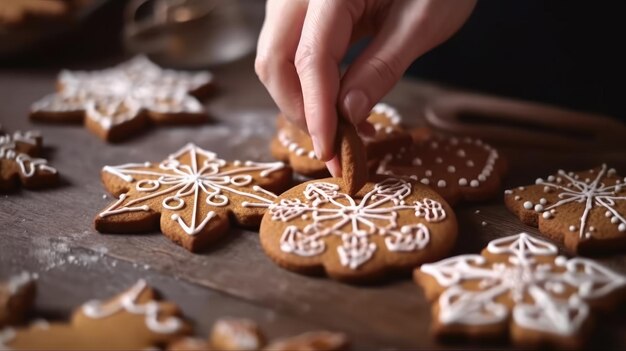 Decorar formas de pão de gengibre caseiro generative ai