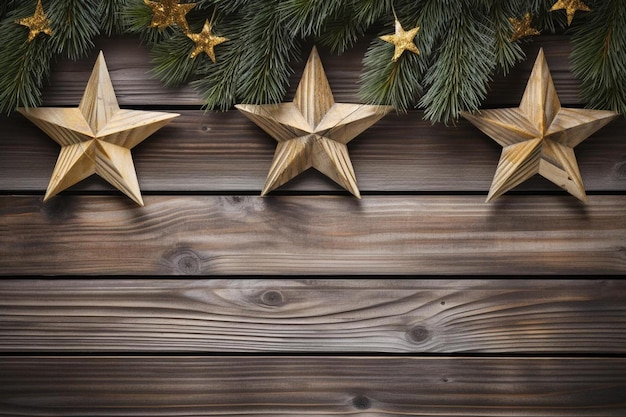 decorativo de navidad de fondo rústico con tablas de madera