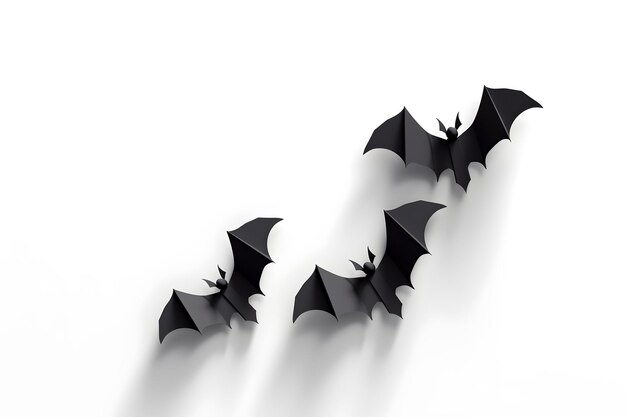 Dedoração de papel de morcego de Halloween em fundo branco gerada por IA