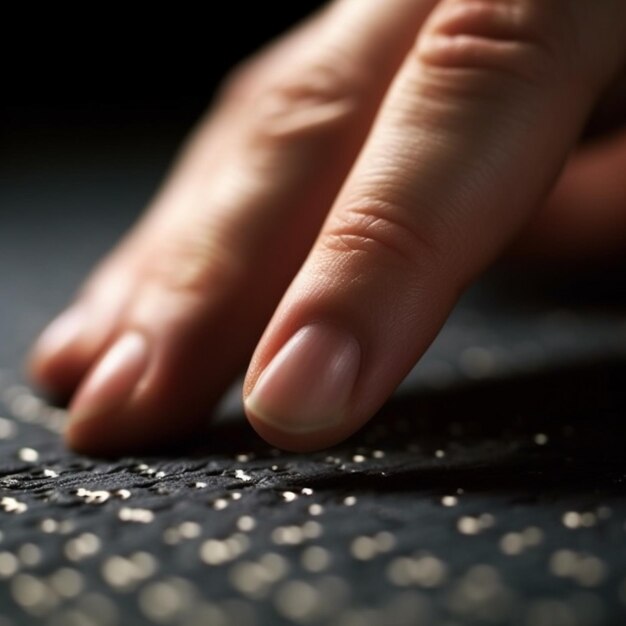 Foto dedos cerrados leyendo braille