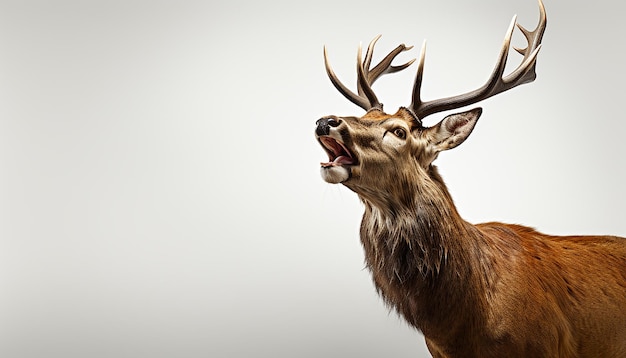 Foto deer horns face shot elevation vista lateral isolada