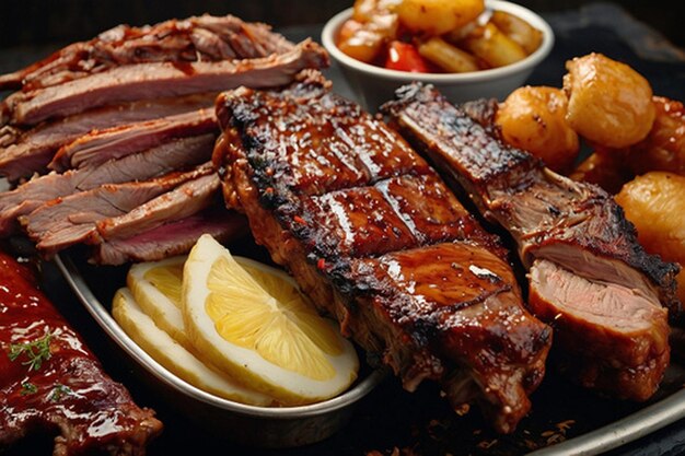 Default_A_classic_BBQ_platter_showcasing_a_variety_of_meats_in_5 3jpg