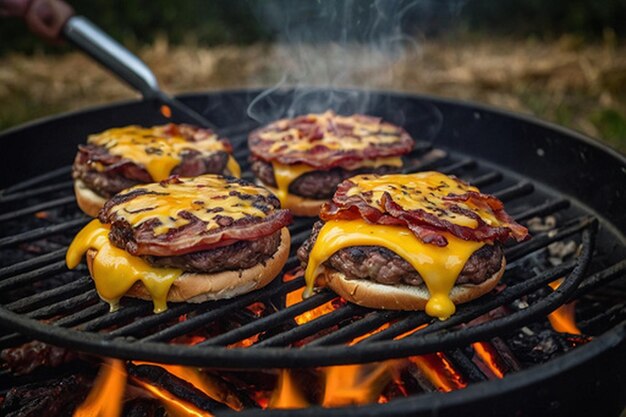 Default_Juicy_burgers_cooking_on_the_grill_topped_with_melted_2 4jpg
