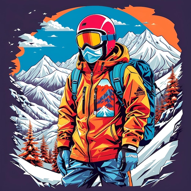 Foto default_very_detailed_skier_lost_in_mountain_tshirt_design