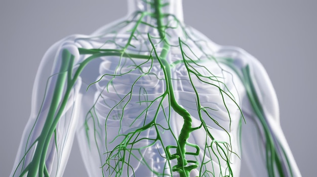 Foto los defensores de fluidos: el sistema linfático, la primera línea de defensa del cuerpo, la intrincada red de vasos y nodos que protegen contra la infección y mantienen el equilibrio de fluidos.