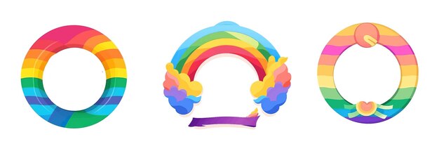 Foto defina a ilustração vetorial do conceito de orgulho lgbt do quadro de cores do arco-íris isolado no fundo branco