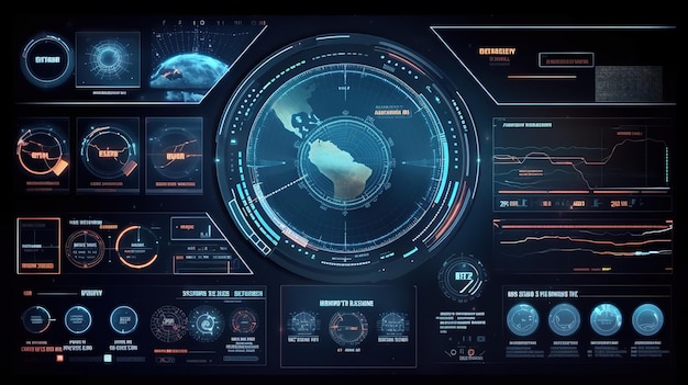 Definir mira automática AIM HudGUI para design de plano de fundo do jogo Fundo de tecnologia Dados digitais Generative AI