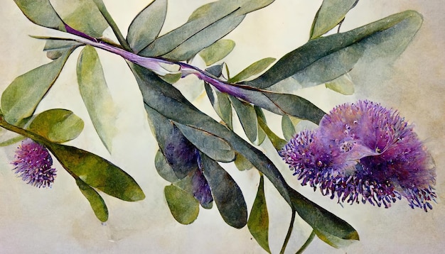 Foto definir moldura floral aquarela de roxo para saudação e cartão de convite de casamento buquê de flores roxas generative ai