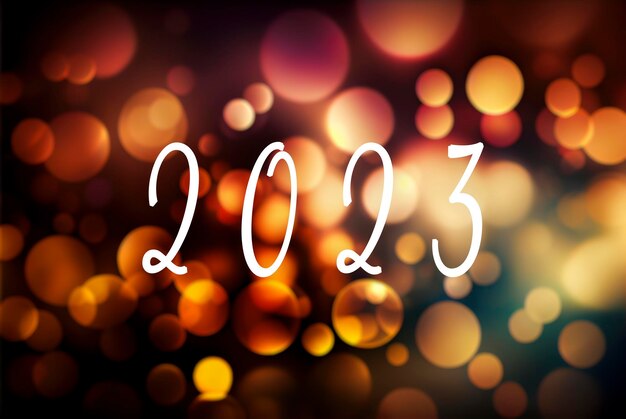 Foto defokussierte lichter bokeh-hintergrund mit 2023-text-neujahrshintergrund