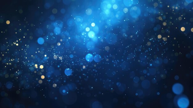 Defokussiertes Lichtflare Blur Glow Banner Cyberbeleuchtung Bokeh Neon Marineblau schwarze Farbgradient in der dunklen Nacht moderner dekorativer abstrakter Copy Space Hintergrund