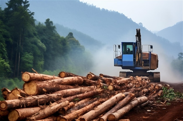 Deforestación en zonas rurales y destrucción de bosques con maquinaria pesada