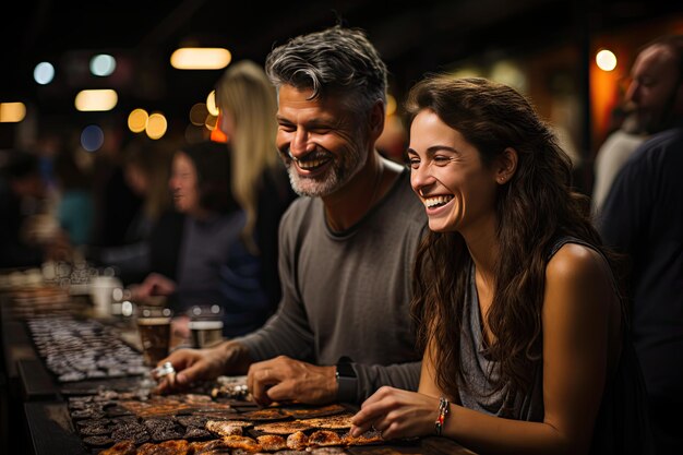 Degustação de blends de café na feira gastronômica generativa IA