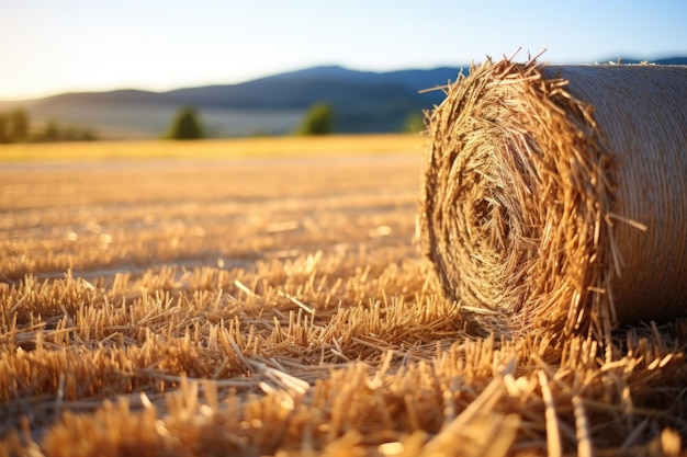 Dehydrierter Strohballen im sonnenbeschienenen Feld