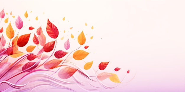 Deixa fundo floral 3d com curvas e espaço de cópia para cartões de saudação de outono e verão