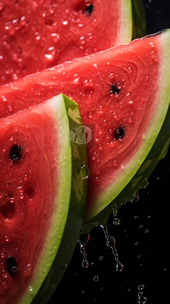 se deja caer una rodaja de sandía al agua