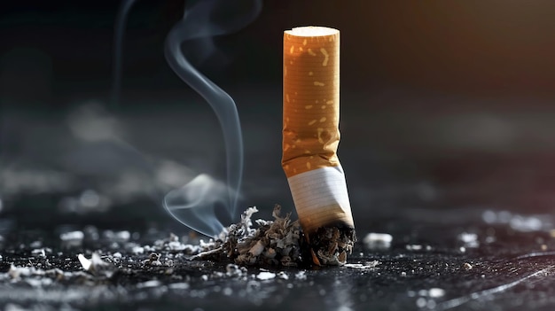 Dejar de fumar Concepto creativo sobre los efectos del tabaquismo en el cuerpo humano y los pulmones