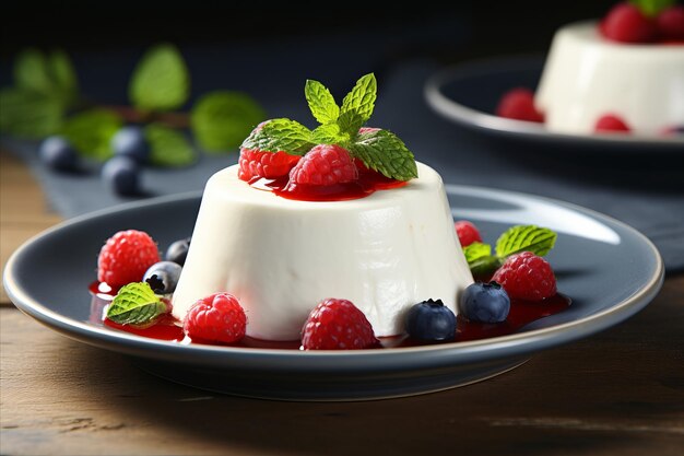 Dekadente Panna Cotta mit Himbeeren Eine verlockende Ergänzung zu jedem Restaurantmenü