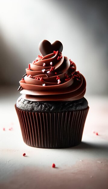 Dekadenter Valentinstagsschokoladen-Cupcake mit Erdbeer-Akzenten