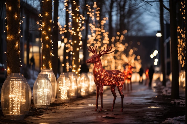 Dekorationen mit Rentiermotiven verleihen den Städten in Finnisch-Lappland einen skurrilen Weihnachtszauber