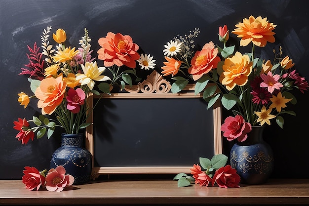 Dekorative Blumen mit einer Tafel