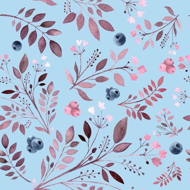 Dekorative Blumen und Beeren nahtloses Muster