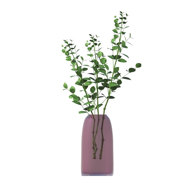 dekorative Blumen und Pflanzen für den Innenraum, isoliert auf weißem Hintergrund, 3D-Darstellung, cg re
