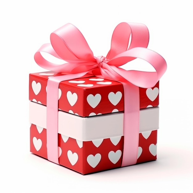 Dekorative Geschenkkiste auf weißem Hintergrund Urlaubsdekoration Valentinstag Muttertag