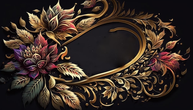 Dekorative goldene Blumen-Hintergrund für ein königliches Ereignis generative ai