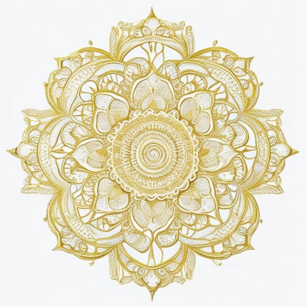 Foto dekorative goldene mandala auf weißem hintergrund