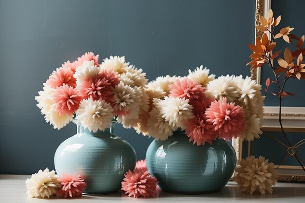 Dekorative Pompons für dekorative Vasen