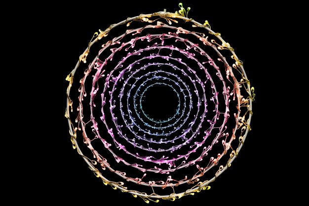 Dekorative Ringe der bunten geführten Lichter lokalisiert über Schwarzem