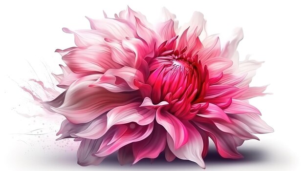 Dekorative Vintage Illustration der rosa Blume lokalisiert auf weißem Hintergrund Generative Ai