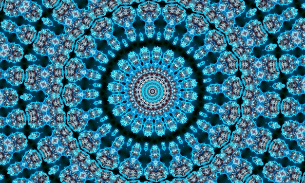 Dekorativer dekorativer kaleidoskop-bewegungs-geometrischer kreis, abstraktes blumenkaleidoskop, geometrisches ethnisches nahtloses muster, komplizierter volkshintergrund.