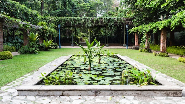 Dekorativer Teich im Botanischen Garten von Singapur