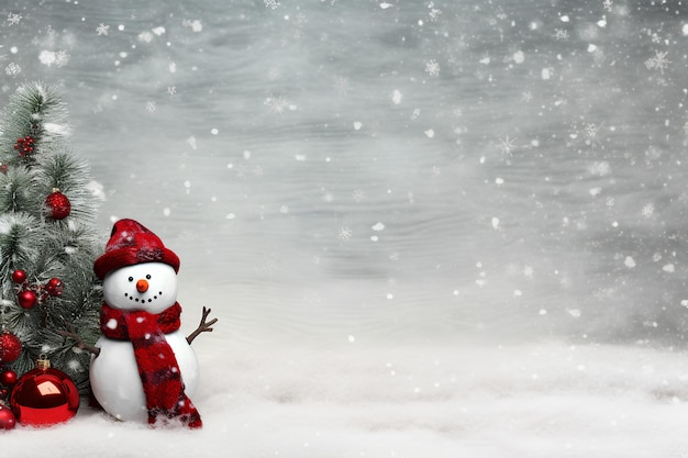Dekorativer Weihnachtshintergrund mit einem verkleideten Schneemann