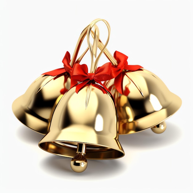Dekorativer Weihnachtsschmuck mit weihnachtlichen goldenen Glocken oder Jingle Bells Weihnachtsdekoration