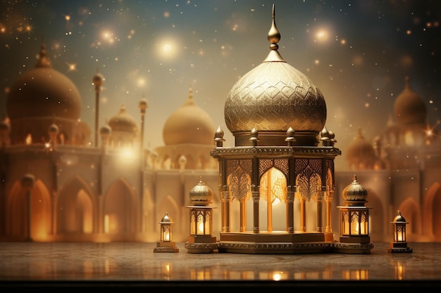 Dekoratives Eid Mubarak-Festival mit gestrecktem Mond